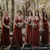 Velvet Bohemian Bridesmaid Dresses Sexy V-neck Backless Country Style