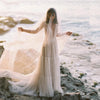 Deep V-Neck Boho Wedding Dresses Tiered Dot Tulle Bridal Gowns ZW370