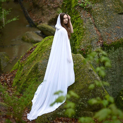 Wedding Bridal Cloak White Ivory Vanille Cape With Hood 2m length DJ015