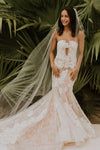 Nude Lining Lace Wedding Dresses Mermaid Vestido De Noivas Chic DW431