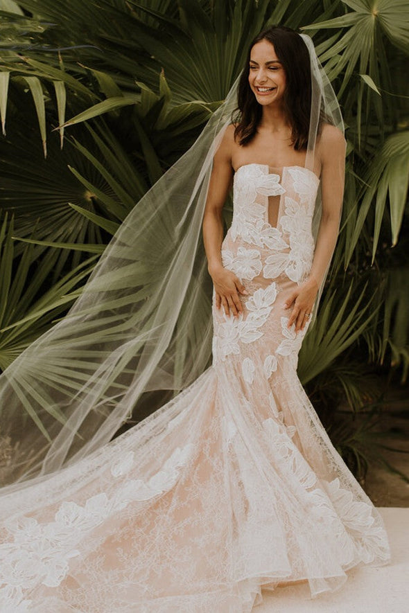 Nude Lining Lace Wedding Dresses Mermaid DW431