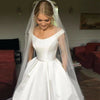 Vintage Satin Off The Shoulder A-line Modest Simple Wedding Dresses