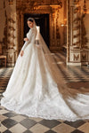 High Collar Beading Appliques Lace Full Sleeves Muslim Wedding Dresses