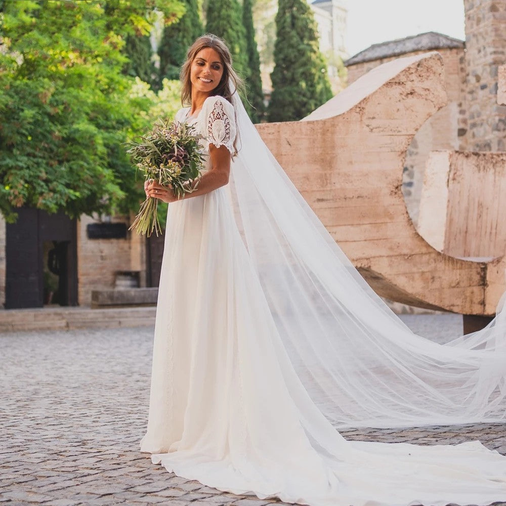 short sleeve backless wedding dress Sequin silhouette mermaid wedding dress with V-Neck and Short Sleeves