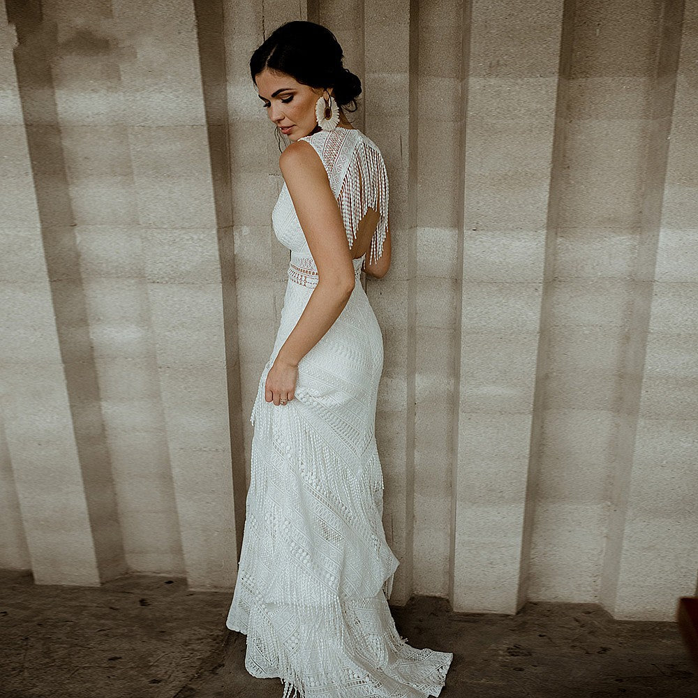 Lace Wedding Dresses Rormantic Tassel Fringe Mermaid Bridal Gowns DW424 - Lace Wedding Dresses Rormantic Tassel Fringe Mermaid Bridal Gowns DW424 -