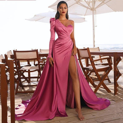 Mermaid Side Split Prom Dresses With Detachable Train