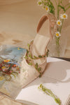 Floral Leaf Elegant Tulle Embroidery Wedding Bride Shoes