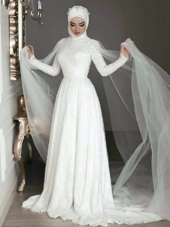 Robe De Mariée Muslim Long Sleeves Wedding Gowns