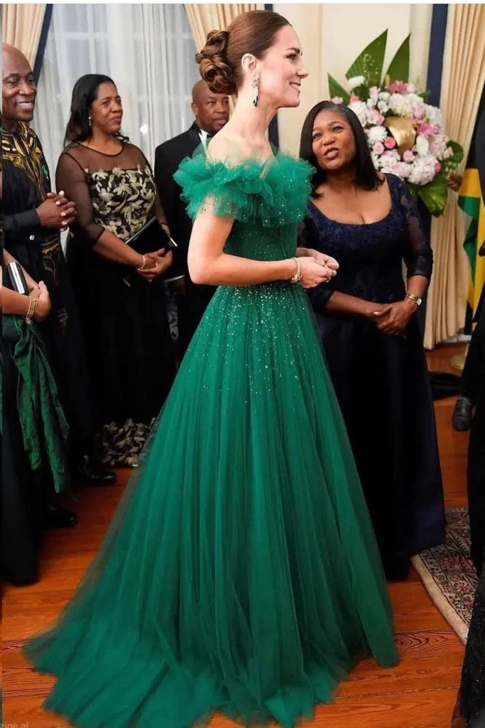 Green Tulle Bling Bling Celebrity Formal Prom Dress - Green Tulle Bling Bling Celebrity Formal Prom Dress -