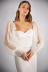Transparent Plisse Tulle Removable Wedding Sleeves With Buttons DG222
