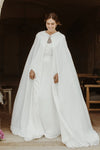 Muslim Soft Satin Wedding Long Cloak With Hood Cape ZJ053