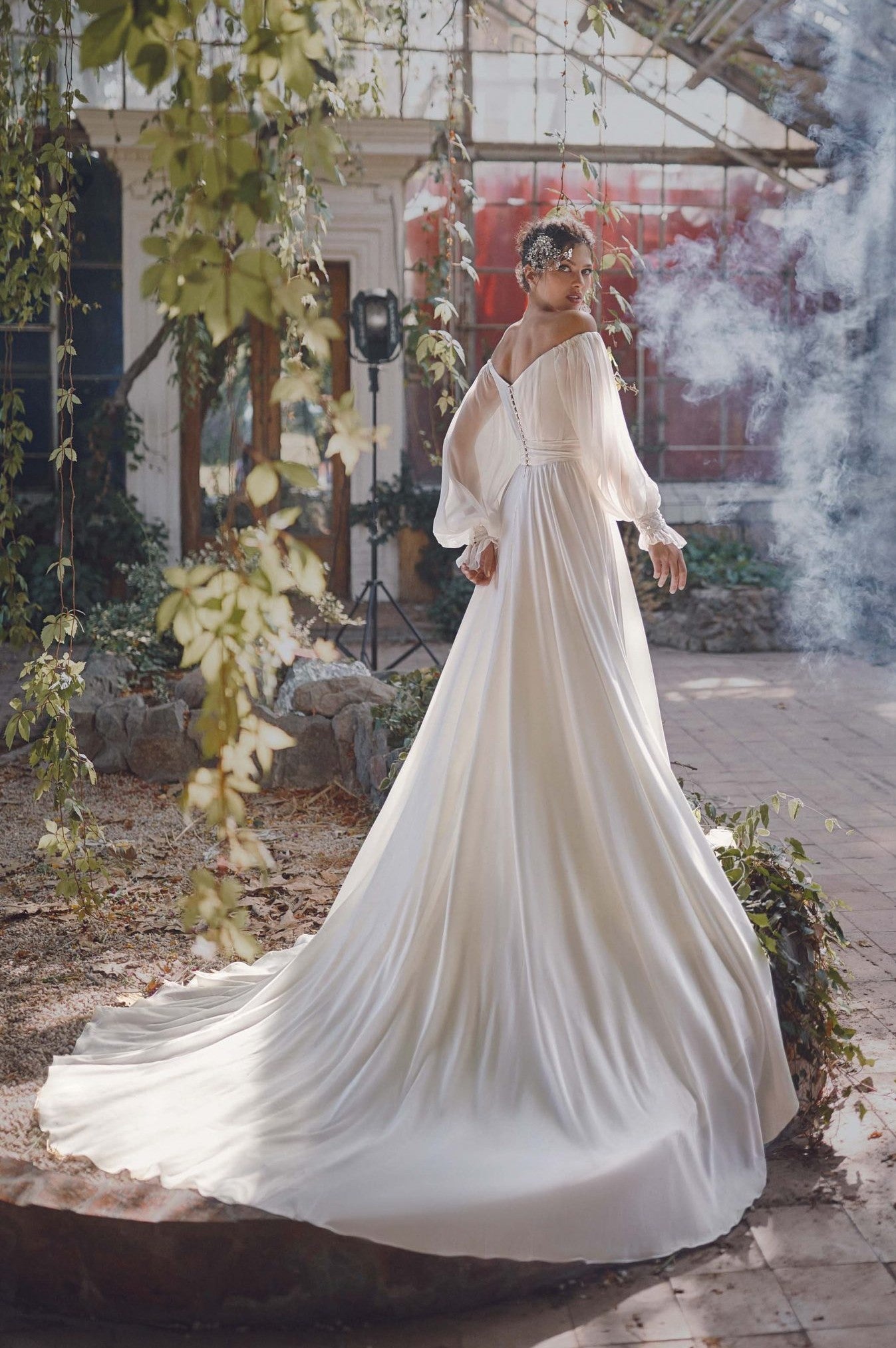 long sleeve flowy wedding dress Off The Shoulder Long Sleeves A Line Bohemian Wedding Dress Robe De Ma – TANYA BRIDAL