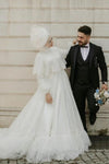 Muslim White Wedding Dresses With Wrap TBW25