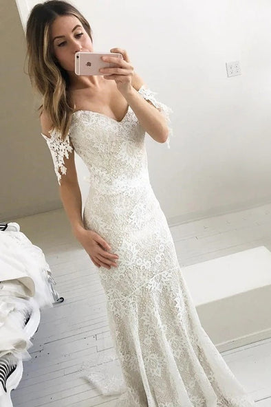 Mermaid Off-Shoulder Backless Lace Wedding Dress