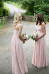 Modest Long Bridesmaid Dress A Line Chiffon Wedding Party Gown