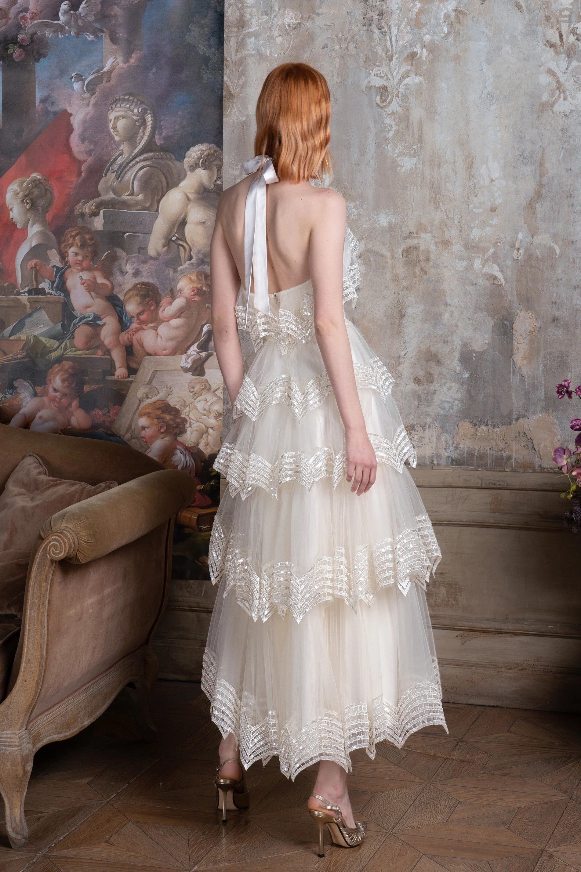 Tiered Skirt Tea Length Wedding Dresses Boho Noivas Chic ZW742 TANYA BRIDAL Tiered Skirt Tea Length Wedding Dresses Boho Noivas Chic ZW742 TANYA BRIDAL