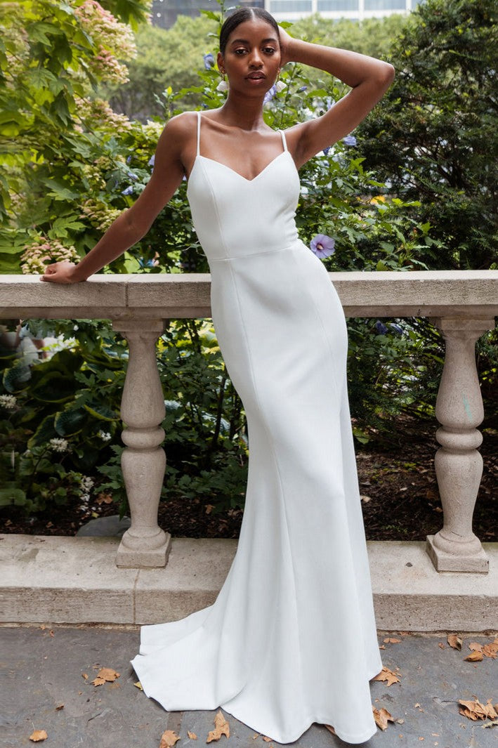Simple Spaghetti Strap Long Mermaid Wedding Bridal Dress TANYA BRIDAL Simple Spaghetti Strap Long Mermaid Wedding Bridal Dress TANYA BRIDAL