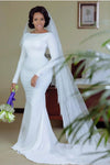Long Sleeves Wedding Dress Mermaid Simple Bridal Gown