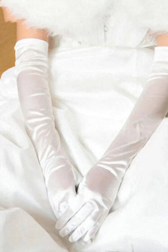 Simple Long Wedding Gloves Silk Satin