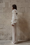 Sequinned Tulle Wedding Dresses See Through Bodice With Pleated Tulle Sleeve  DW686