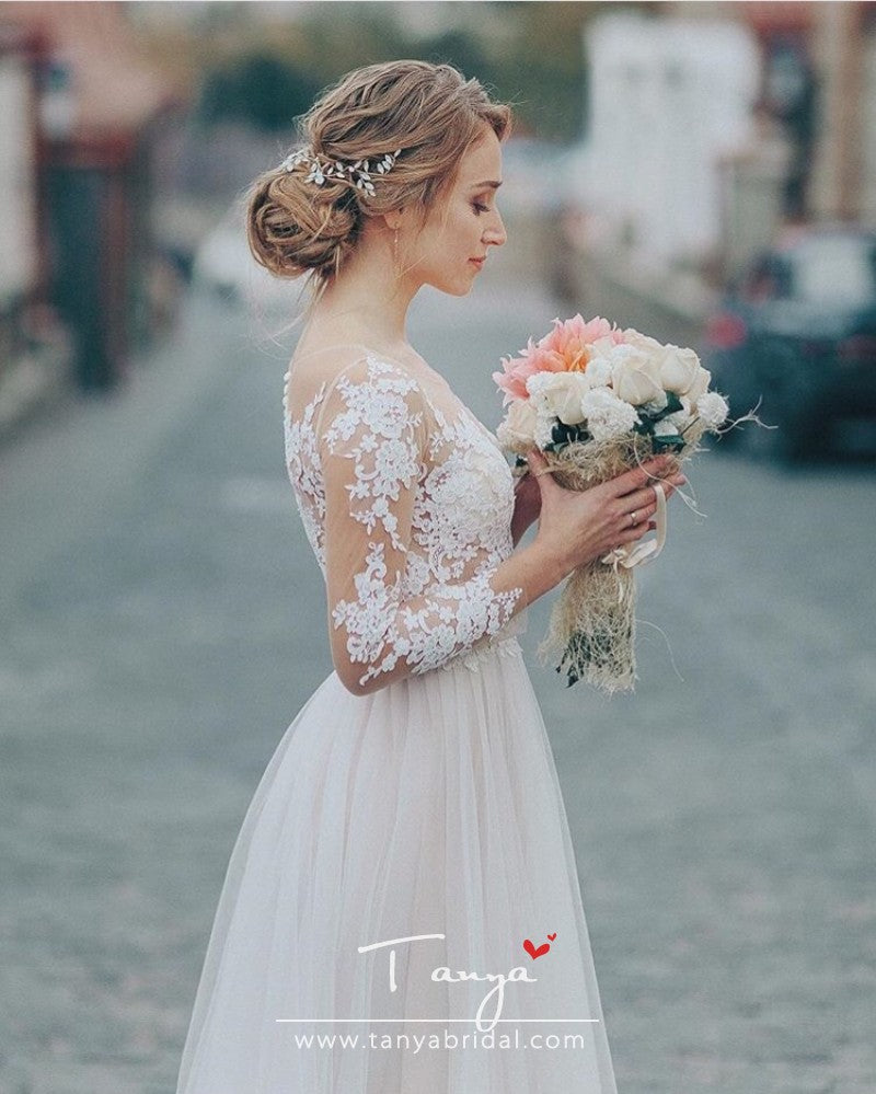 Detachable 3/4 Sleeves Bridal Dress Casablanca 2474 Magnolia | Dimitra  Designs