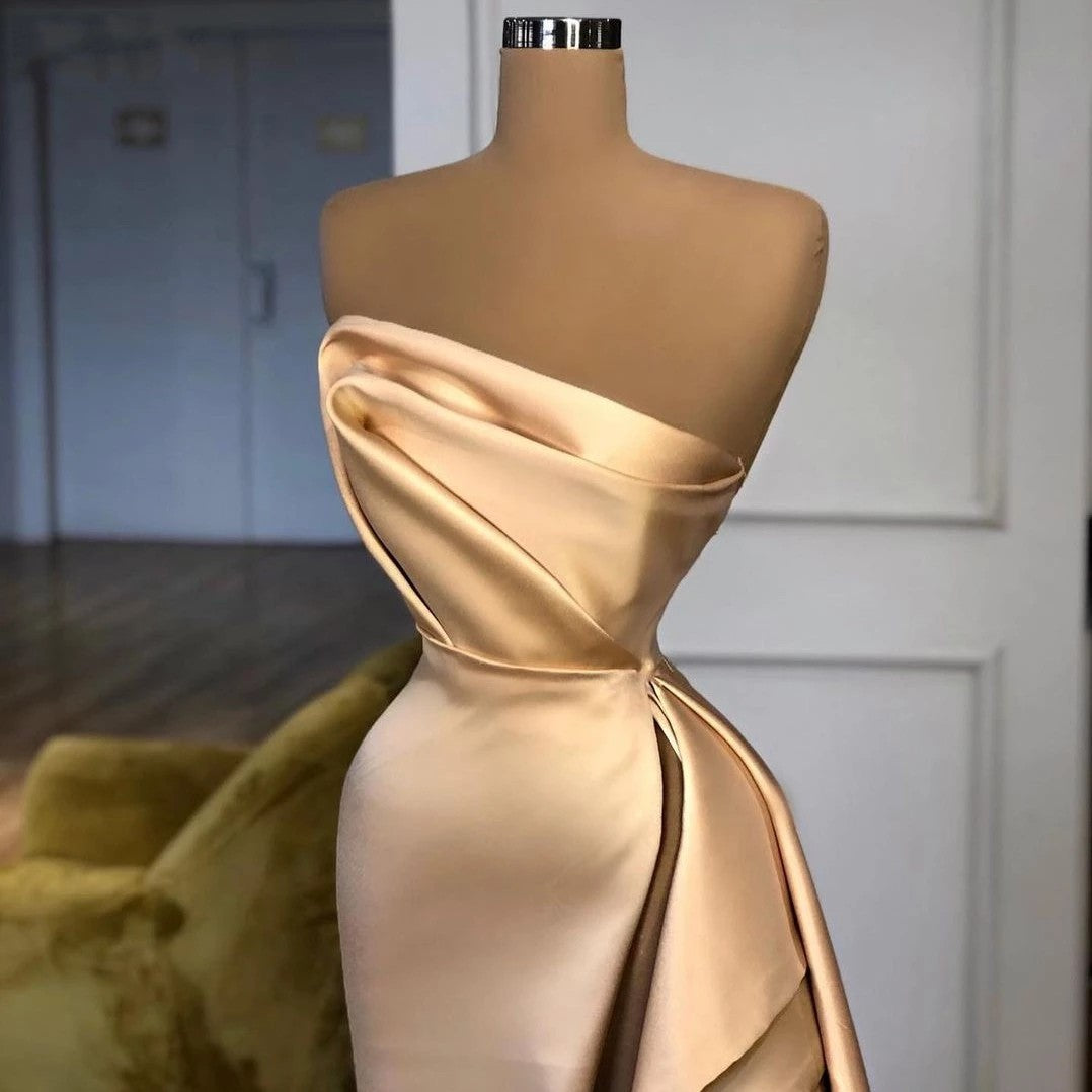 Champagne Mermaid Prom Dresses Long Strapless – TANYA BRIDAL Champagne Mermaid Prom Dresses Long Strapless – TANYA BRIDAL