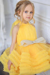 Yellow Baby Bow Puffy Flower Girl Dresses