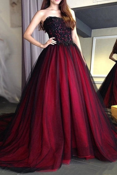 Sexy Gothic Black And Red Wedding Dress