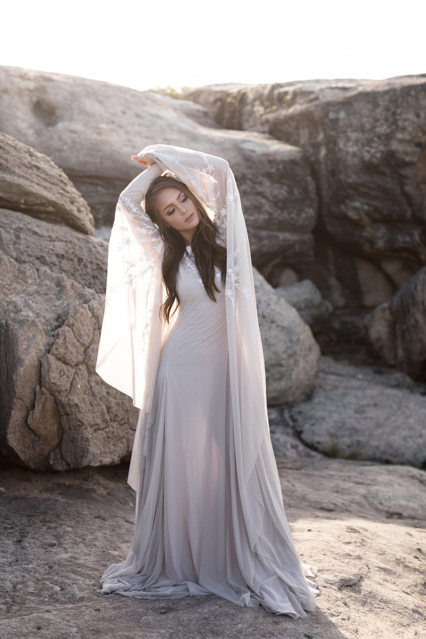 cream beach maxi dress NumberSea-NumberSea 2022 Boho Wedding Dresses Detachable Long Puff Sleeve Bride Dress Vintage Lace Beach Wedding Gowns Plus Size Corset Back Sweet