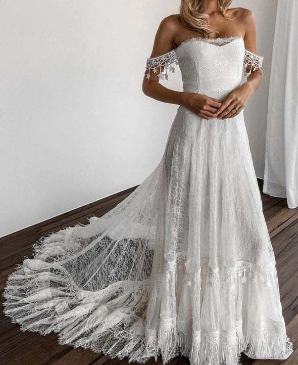 Bohemia Star tassel Chic Lace Wedding Dress