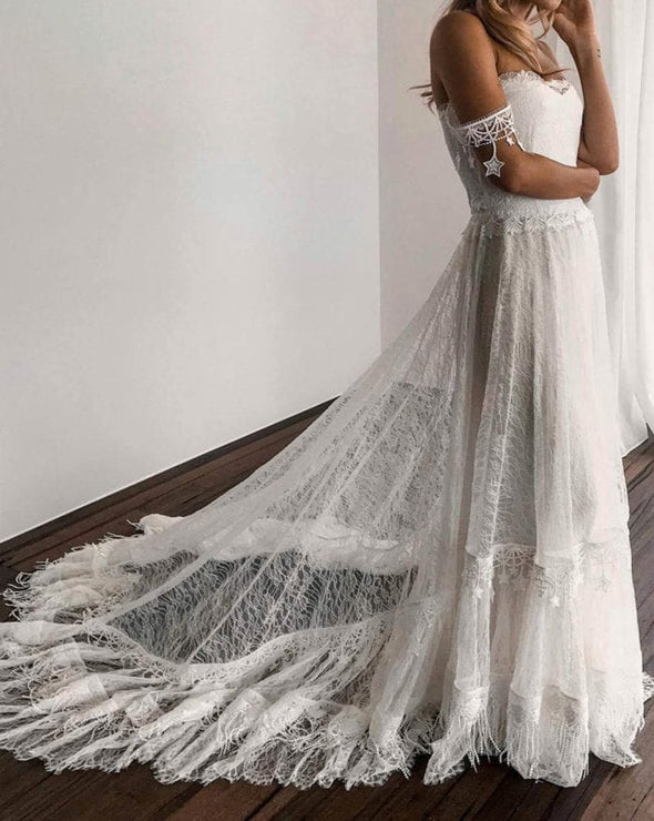 Bohemia Star tassel Chic Lace Wedding Dress