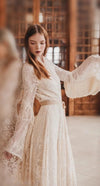Bohemia Two pieces Lace Wedding Dress Flare Sleeve Tassel Bohho Wedding Gowns