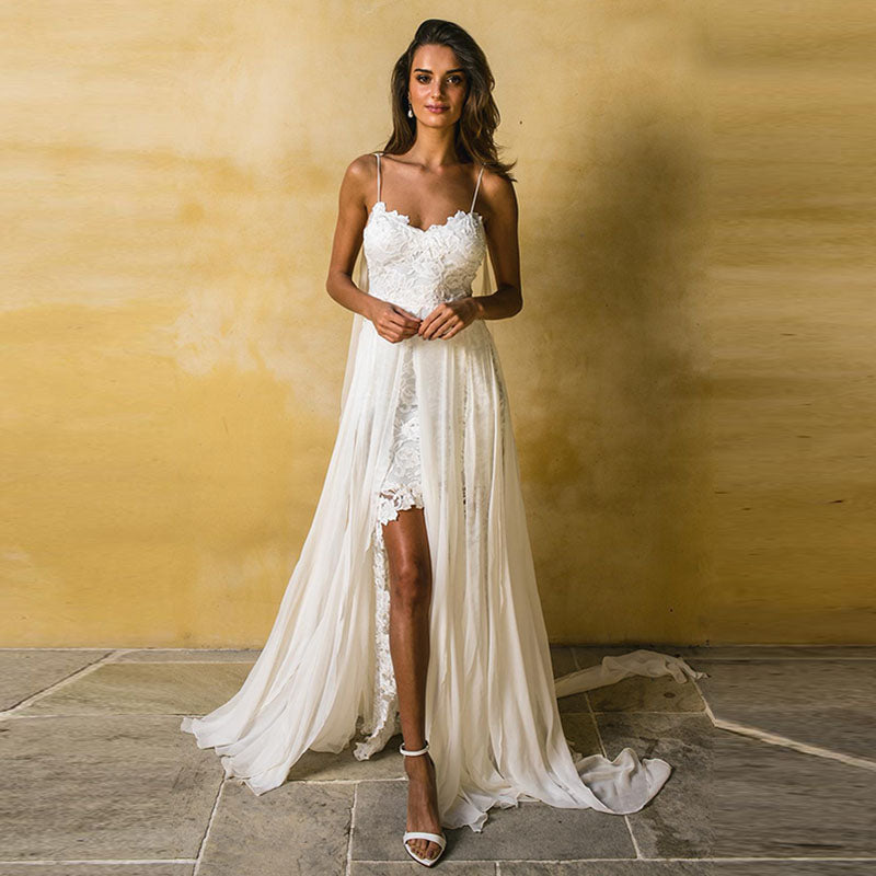 Summer Wedding Dresses Lace Chiffon Sexy Spaghetti Straps Backless Ves TANYA BRIDAL Summer Wedding Dresses Lace Chiffon Sexy Spaghetti Straps Backless Ves TANYA BRIDAL