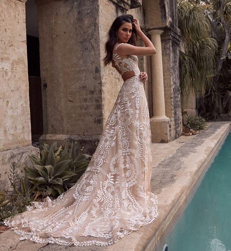 Boho Lace Wedding Dress Sexy Open Back Chic Beach Wedding Gowns TANYA BRIDAL Boho Lace Wedding Dress Sexy Open Back Chic Beach Wedding Gowns TANYA BRIDAL