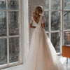 V-Neck Backless Beach Lace Wedding Dress