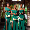 Long Bridesmaid Dresses Slit Mermaid African Girl Wedding Party Dress