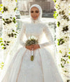 Muslim Wedding Dresses Lace Sequined Long Sleeve With Hijab