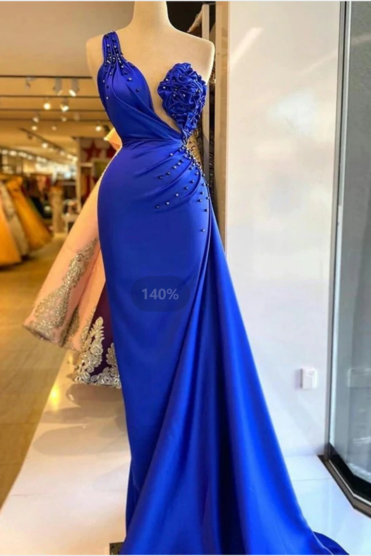 Royal Blue Mermaid Evening Dresses One Shoulder Ruched TANYA BRIDAL Royal Blue Mermaid Evening Dresses One Shoulder Ruched TANYA BRIDAL