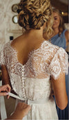 Sheer Lace V-Neck Beach Wedding Dress