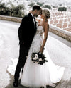 Fairy Wedding Dresses Flowers With Pearls Backless Bride Gown