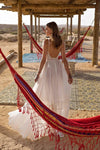 Lace Bohemian Wedding Dress Backless Sweep Train Robe De Mariée