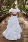 Simple Two Pieces A Line Wedding Dresses Short Puff Sleeve ZW765