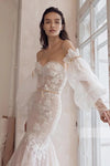 Gorgeous Wedding Dress Balloon Sleeve Mermaid Lace Appliqué