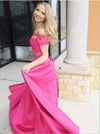 Two Pieces Fuchsia Prom Dresses Long With Lace Appliques