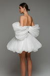 Puffy Off The Shoulder Ball Gown Short Wedding Dress