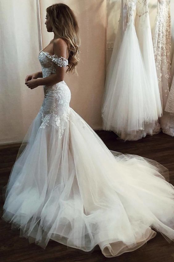 Lace Mermaid Spaghetti Straps Sexy V-Neck Backless Sweep Train Bridal –  TulleLux Bridal Crowns & Accessories