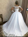 Off the Shoulder Long Sleeve Ball Gown Lace Wedding Dresses
