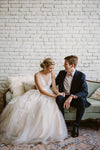 V Neck Lace Wedding Dress A Line Modest Elegant Bridal Gown