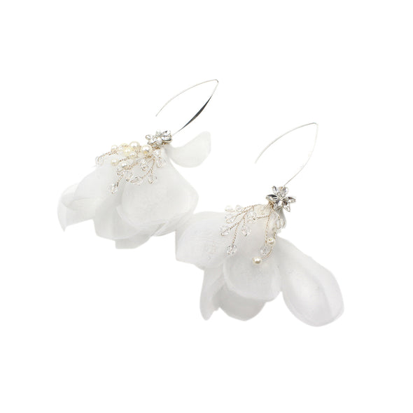 Organza flower Bridal Earring Hair Comb Set