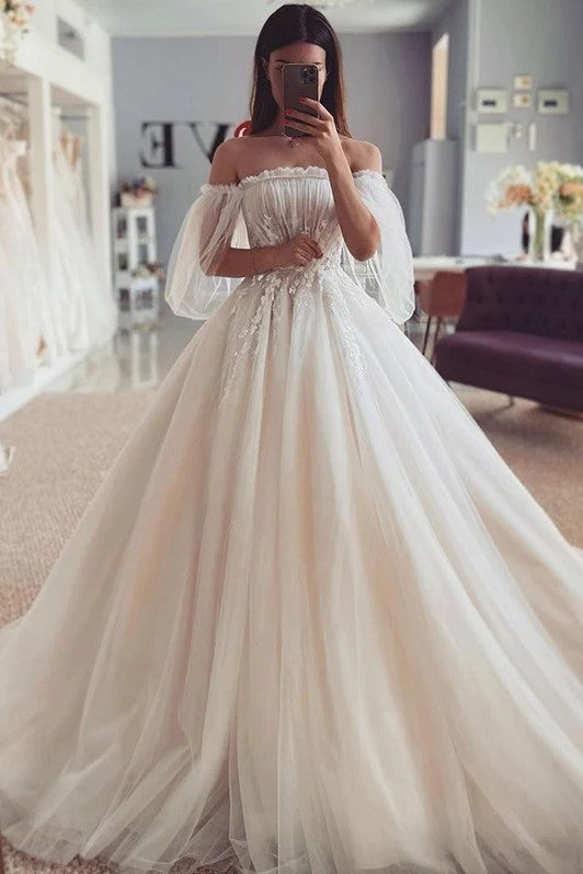 Fairy Boho Puff Sleeve Princess Vintage Bride Dress – TANYA BRIDAL